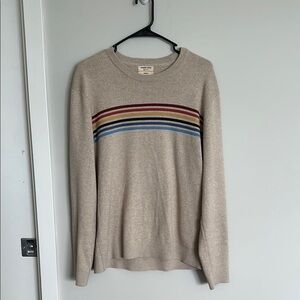Marine Layer Tan and Red Crewneck Sweater Retro-Inspired Design